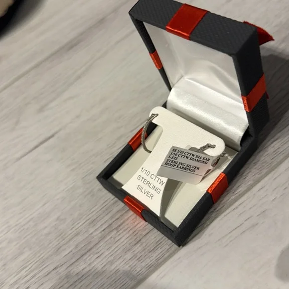 Diamond Sterling Silver Women’s Hoop Earrings - Picture 3 of 5